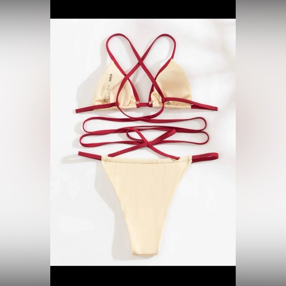 Contrast Binding Thong Bikini Swimsuit - Picture 2 of 4